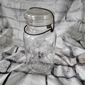 Ball Ideal Quart Clear Glass Canning Jar Wire Tension Latch Fasteners